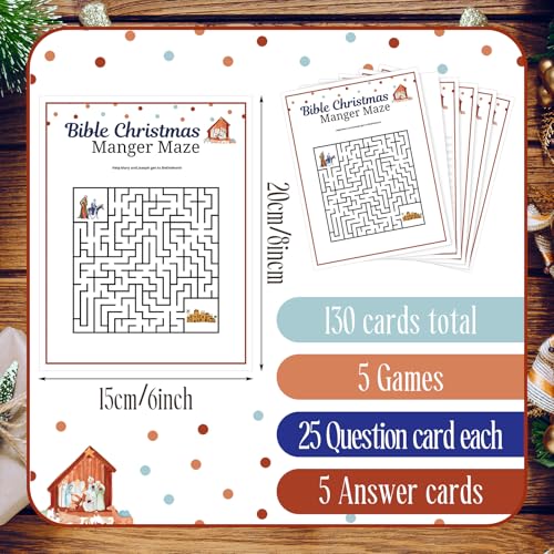 Bible Christmas Trivia Games Set - 5 Fun Christian Party Games for Family & Church