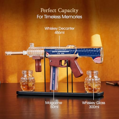 Kollea Star Bar Blue Whiskey Decanter Gift Set with Grenade Glasses