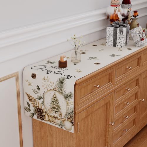 Siilues 220 GSM Christmas Table Runner 13x36 Inch Winter Holiday Decor