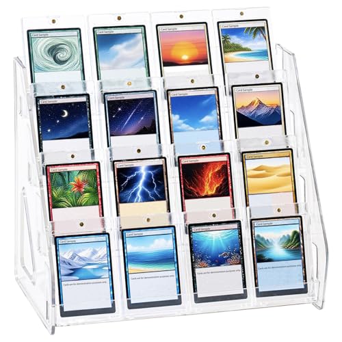 4-Tier Acrylic Trading Card Display Stand - Holds 16 Sports Cards