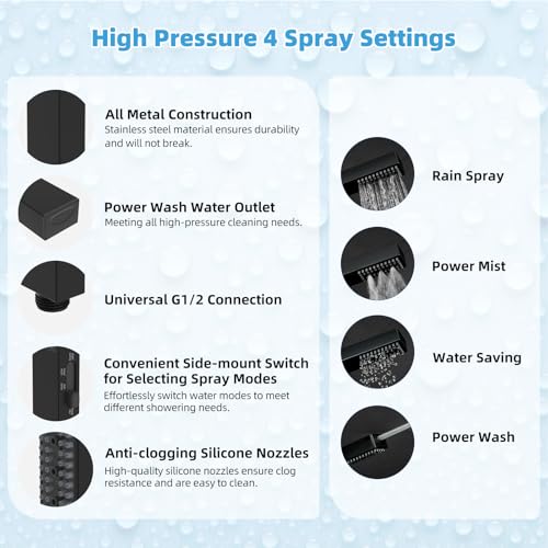 10-Inch Rainfall Shower Head and Handheld Combo with Adjustable Extension Arm