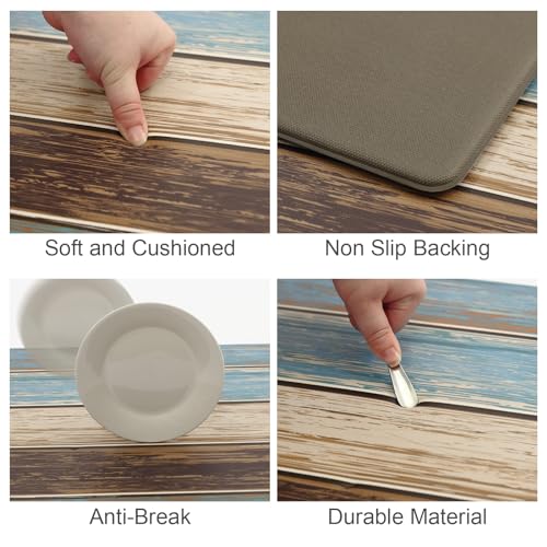 Anti-Fatigue Kitchen Mat Set of 2, Cushioned Waterproof Standing Floor Rugs