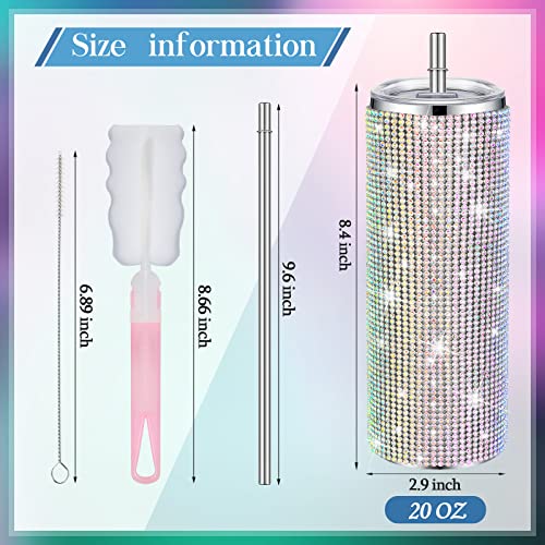 2 Pack 20oz Bling Rhinestone Tumblers - Silver & Black Drinkware Set