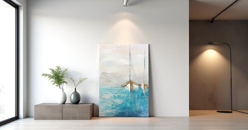 Yihui Arts Hand Painted Textured Coastal Sailboats with Gold Foil Accents Wall Art