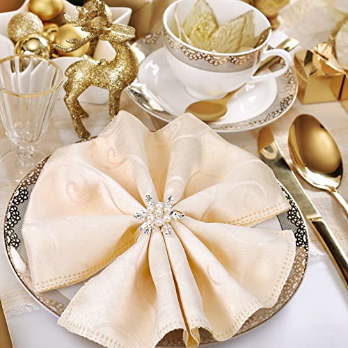 12 Pcs Christmas Snowflake Napkin Rings Holder - Holiday Table Decor