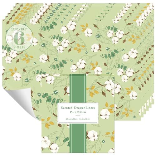 Scented Drawer Liners for Dresser, Clean Cotton Fragrant Paper 6 Sheets