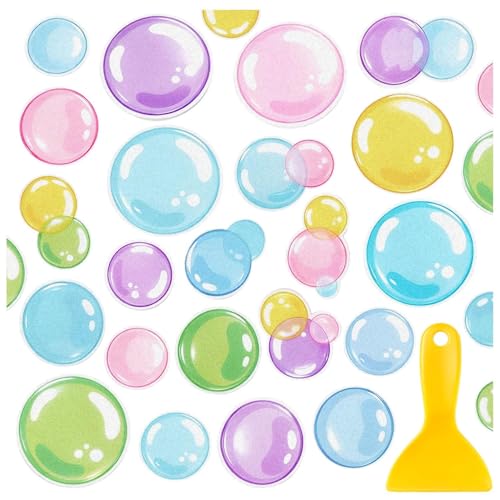 33-Piece Anti-Slip Bathtub Stickers with Bubble Design and Scraper Tool