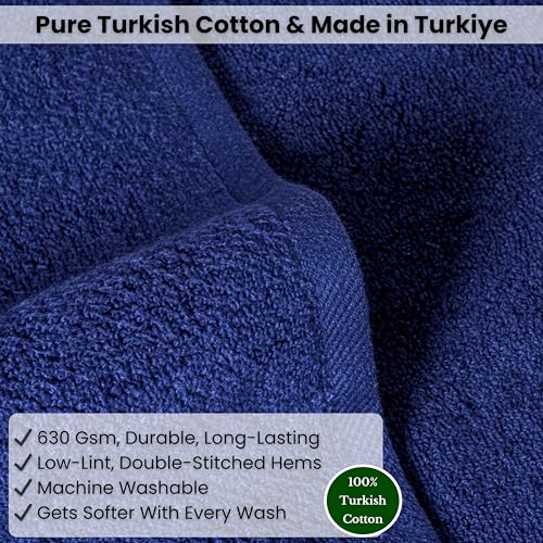 SALBAKOS 100% Turkish Cotton Bath Sheet - 40x80 Oversized Towel (Navy Blue)