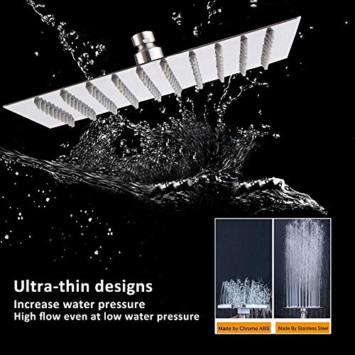 8-Inch Stainless Steel Rainfall Shower Head - High Pressure Square Design