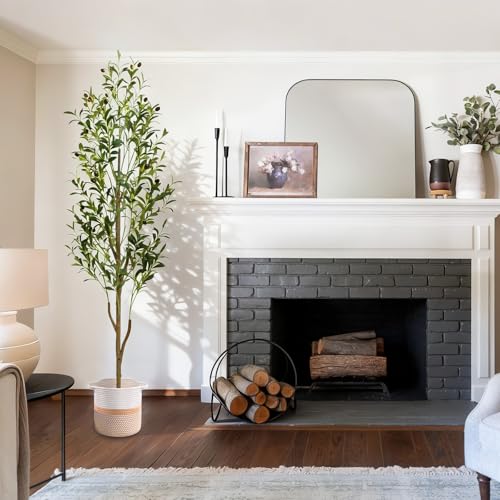 6FT Artificial Olive Tree with Cotton Basket for Home Decor