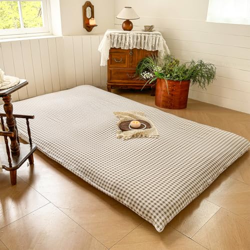 Twin Japanese Futon Mattress Cover - Gingham Check, 43"x84"
