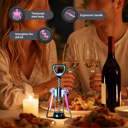 Iridescent Winged Corkscrew & Bottle Opener - Rainbow Wine Gift Accessory