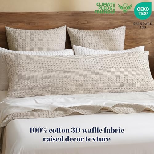 PHF 20x54 Inch Oatmeal Cotton Waffle Body Pillowcase - No Insert