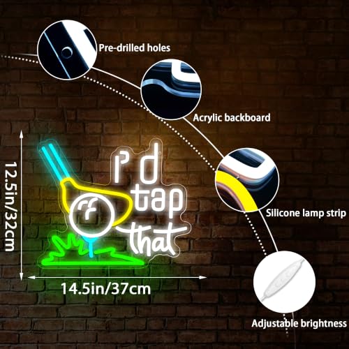 Attneon I'd Tap That Golf Neon Sign - Art Deco Wall Decor for Man Cave