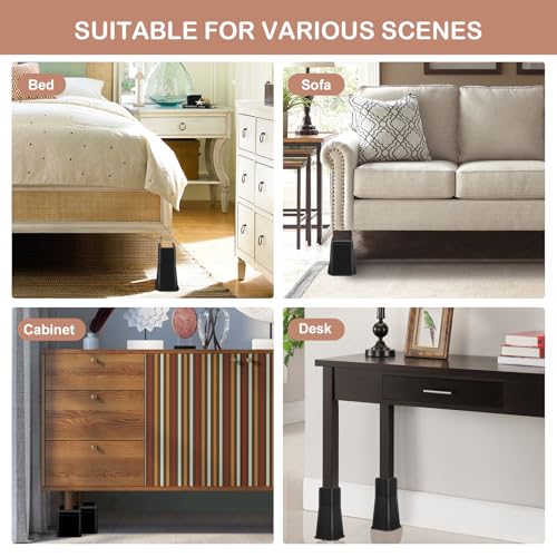 8 Inch Heavy Duty Bed Risers - Set of 4 Adjustable Furniture Risers