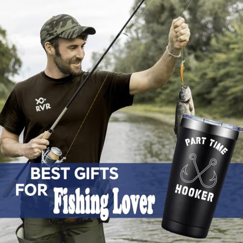Fishing Tumbler Cup 20 oz with Funny Saying - Black Fishing Lovers Variation
