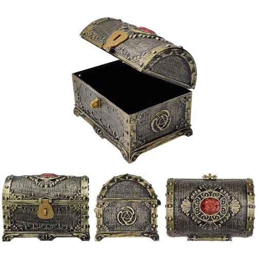 Kids Pirate Treasure Chest with Lock and Key – Decorative Storage Box