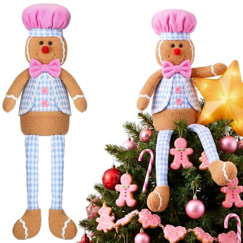 Gingerbread Man Christmas Tree Topper Plush Doll 19 Inch Holiday Decor