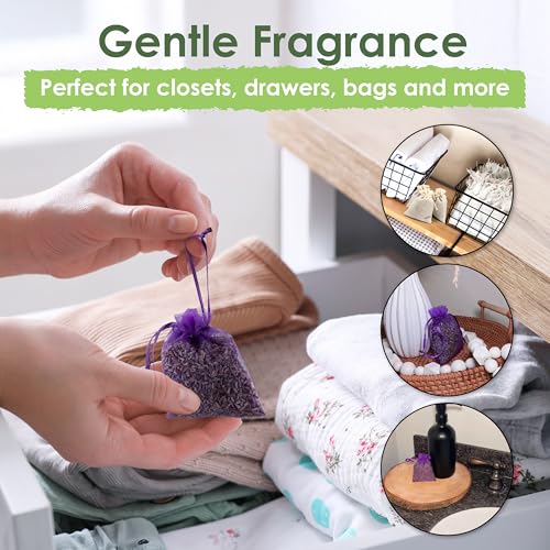 Natural Cedar and Lavender Sachets for Closets and Drawers, 20 Pack