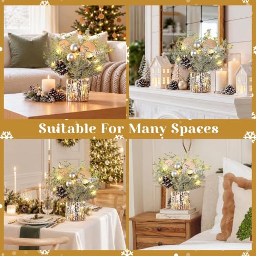 Silvery 12-Inch Tabletop Christmas Tree with Lights - Mini Holiday Decor
