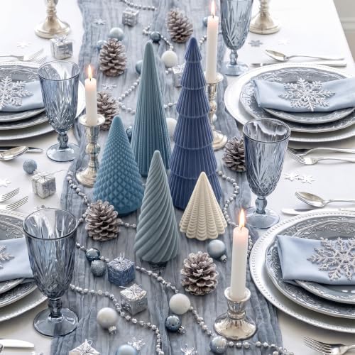Dusty Blue 5-Pcs Velvet Christmas Cone Trees Set by Weysat (Dusty Blue Variation)