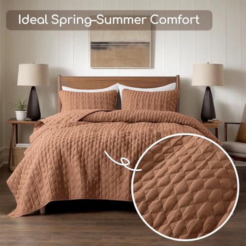 Oversized Burnt Orange California King Quilt Set with 2 Shams