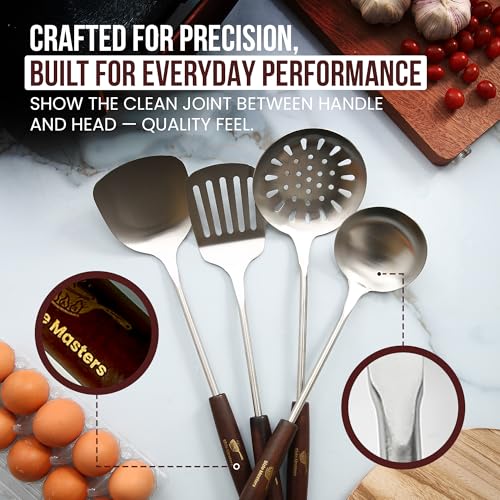 36cm Pre-Seasoned Cast Iron Wok with Wooden Lid & Dual Handles - Nonstick Chinese Stir-Fry Pan