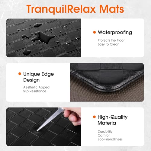 2-Piece Cushioned Anti-Fatigue Kitchen Mat Set, Non-Slip Waterproof Floor Mats