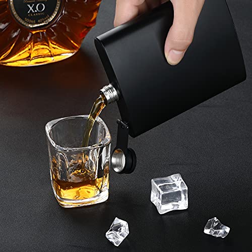 GADIEDIE 12oz + 8oz Stainless Steel Liquor Flasks Set with 2 Cups, Matte Black Leakproof Design, Wedding & Outdoor Gift