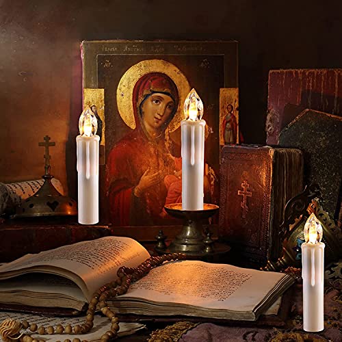 Hannahong 10 pcs Flameless LED Taper Candles with Remote, Battery Operated, Flickering Warm White Lights for Holiday & Party Decor