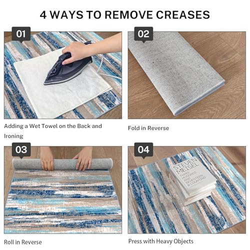 2x6 Washable Runner Rug, Non-Slip Abstract Hallway Carpet for Kitchen