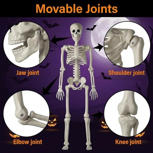 2-Pack Posable Halloween Skeletons with Movable Joints - 36.5"