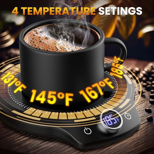 KitchekShop Black Coffee Mug Warmer with 4 Temp Settings & 12H Timer