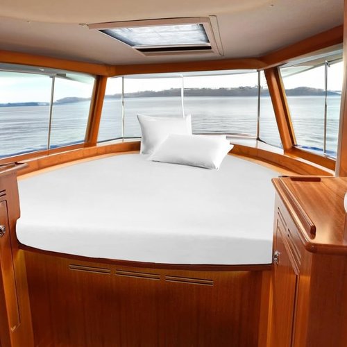 EASYCOT 100% Egyptian Cotton Universal AFT V Berth 3 Piece Sheet Set 800 Thread Count The Best Boat V Berth Bedding Fits Mattresses Up to 8” Depth Sheet Set - Great Gift for Boaters (White)