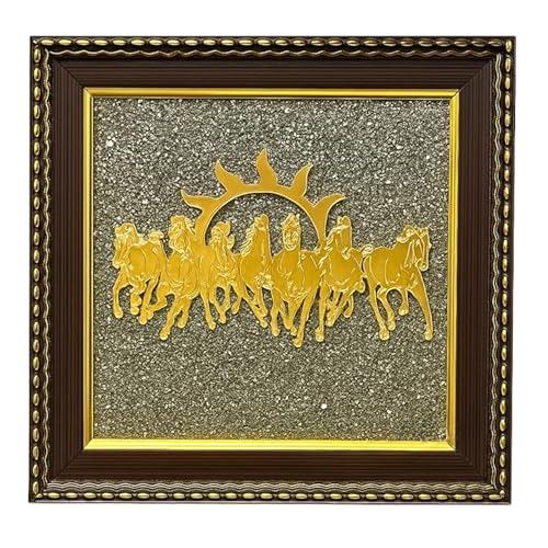 Seven Running Horses Wall Art with Pyrite Dust, Vastu Feng Shui Decor