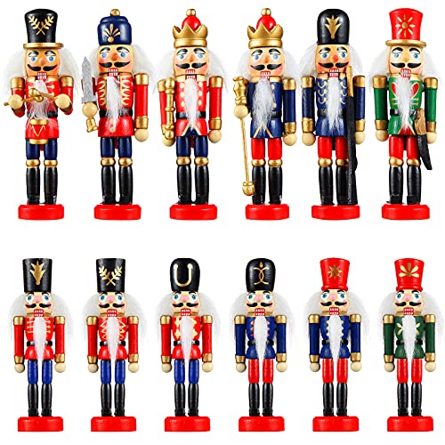 12-Piece Wooden Christmas Nutcracker Ornaments - Soldier Hanging Figures