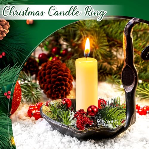 8-Piece Christmas Candle Ring Wreaths with Berry, Pinecone & Poinsettia