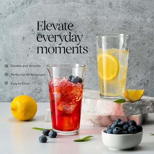 Modern Highball Glasses Set of 10 - 17 Oz. Elegant Drinkware for Water, Juice, Cocktails
