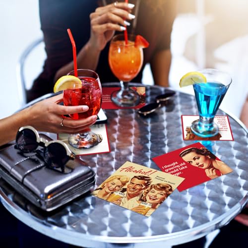 Watersay Vintage Red 100 Pcs Funny Cocktail Napkins for Adults Party