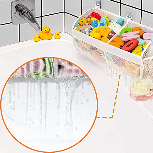 Austion Mesh Bath Toy Organizer - 2 Compartment Quick Drying Storage Bag