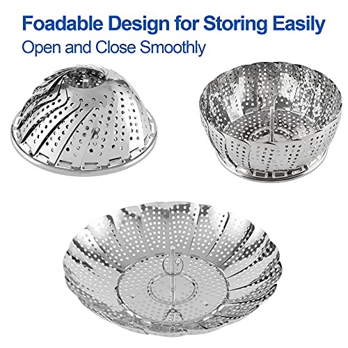Stainless Steel Vegetable Steamer Basket - Folding Expandable Insert (5.5"-9.2")