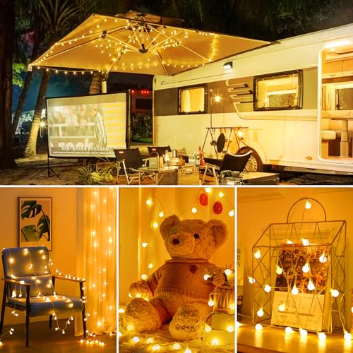 Minetom Battery Operated Globe String Lights, 21FT 60 LED Twinkle Lights with Remote & 8 Modes for Indoor Outdoor Decor