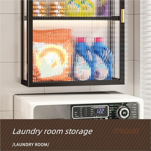 Wall Mounted Kitchen Storage Cabinet with Door - Black Space Saver