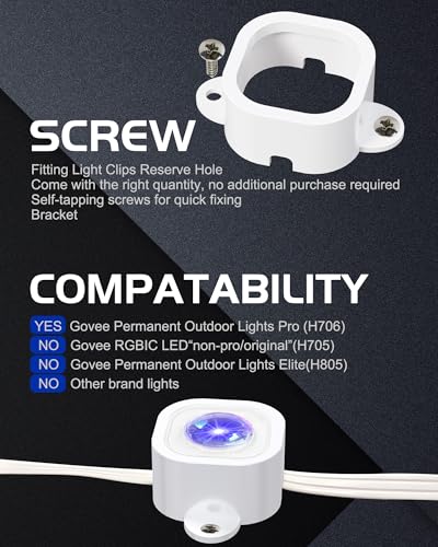 120 Pcs Govee H706 Outdoor Light Clips - Heavy-Duty Mounting Brackets for Secure Installation (DNShorix)