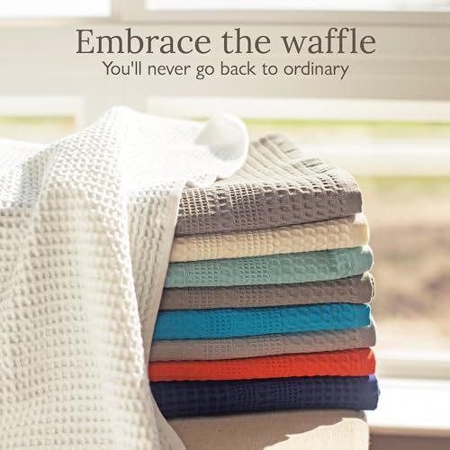White GILDEN TREE Waffle Cotton Washcloths 4 Pack - Exfoliating & Quick Dry Face Towels