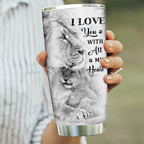 HYMONA Lion Son Tumbler 20 Oz Insulated Coffee Mug from Mom Birthday Gift for Son