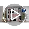 4-Piece Pink Geometric Shower Curtain Set with Non-Slip Bathroom Rugs