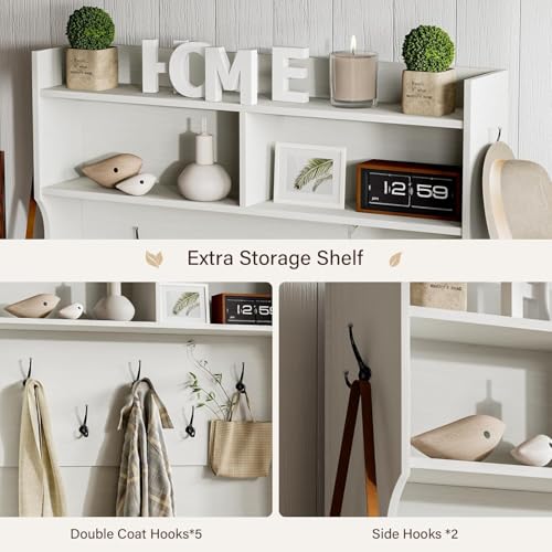 Farmhouse Hall Tree with Shoe Storage Bench and Sliding Barn Door Cabinet