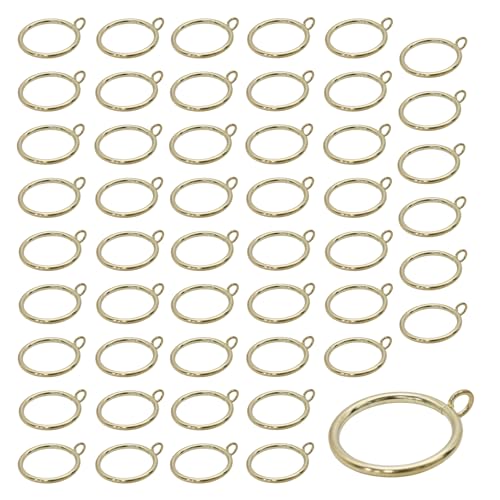 50-Piece Gold Curtain Rings with Eyelets - 1.5 Inch Metal Drapery Rings