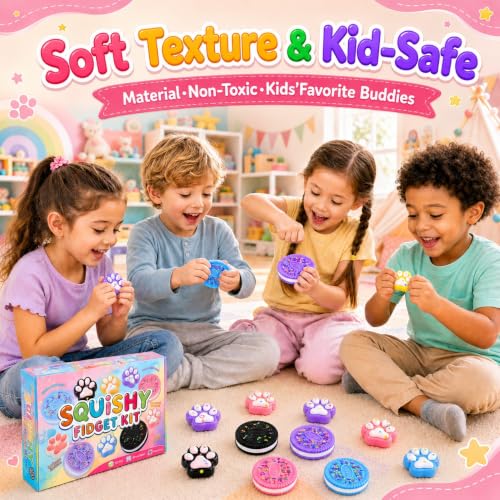 10-Piece Cat Paw and Cookie Squishy Toy Set for Stress Relief